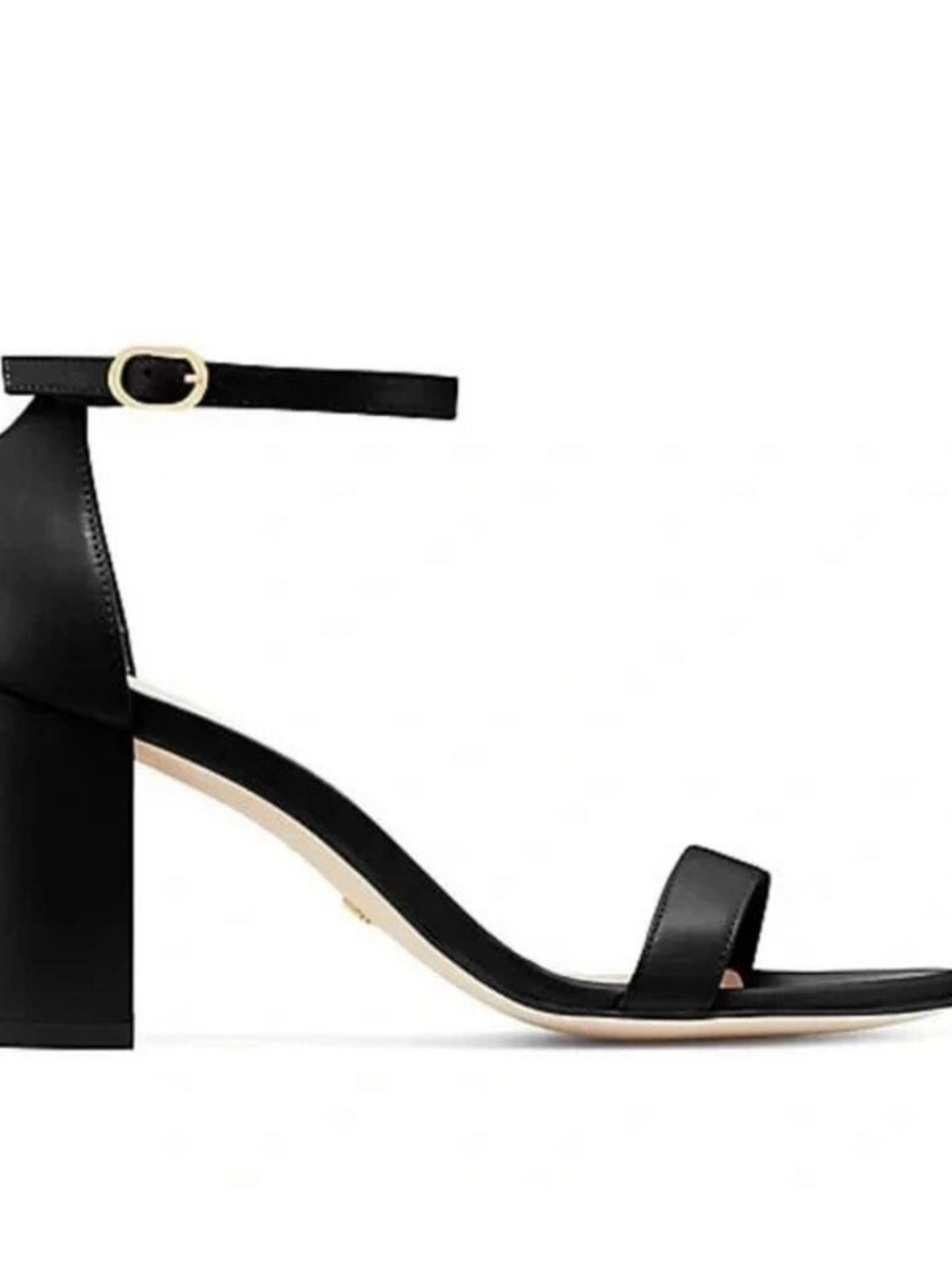Stuart Weitzman Block Heel Black Leather Sandal